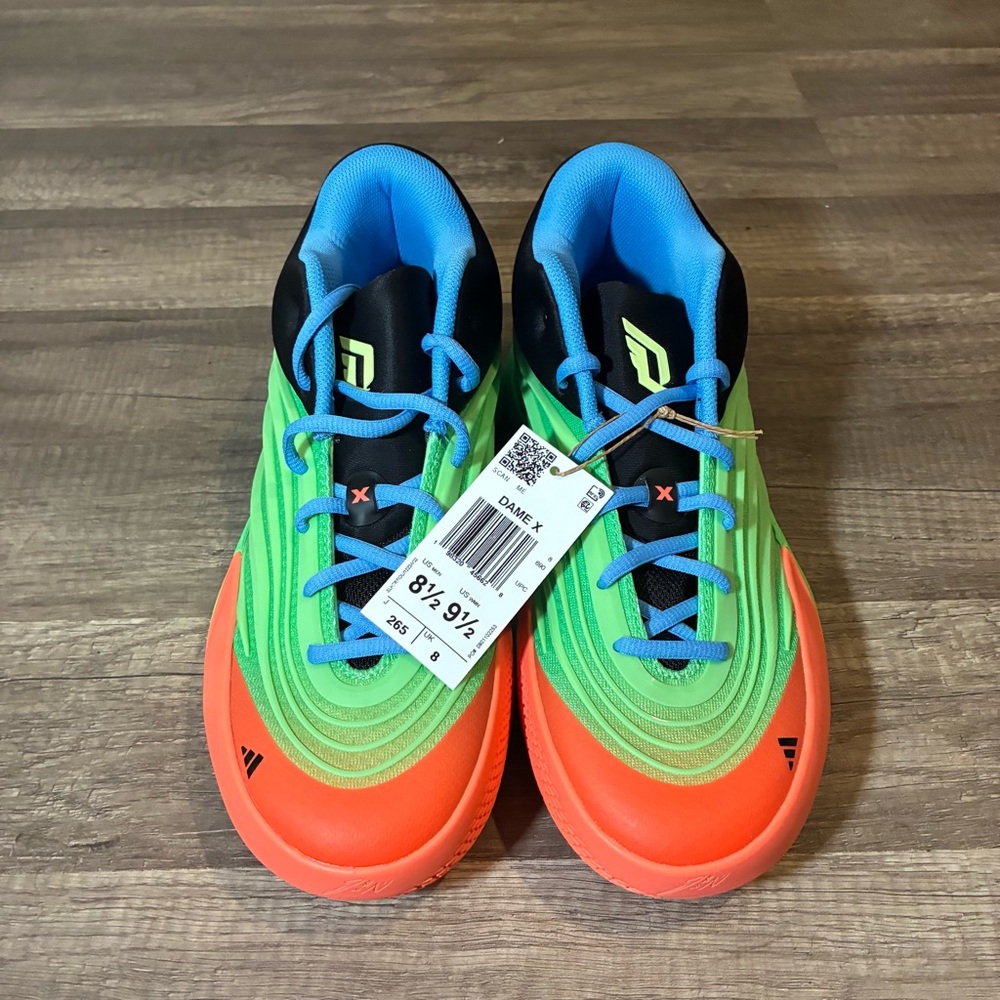 Size 8.5 - Adidas Dame X Basketball Shoes Lime Burst Green Orange Men’s NEW